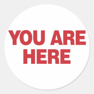 Pegatina Redonda Estás Aquí - Rojo