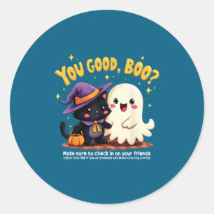Pegatina Redonda Estás Bien, Boo_ Prevención del Suicidio Halloween