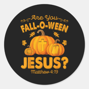 Pegatina Redonda ¿Estás cayendo entre Jesús y el hálito de calabaza