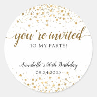 Estás invitado Fiesta Gold Confetti Dots Cumpleaño