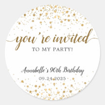 Estás invitado Fiesta Gold Confetti Dots Cumpleaño