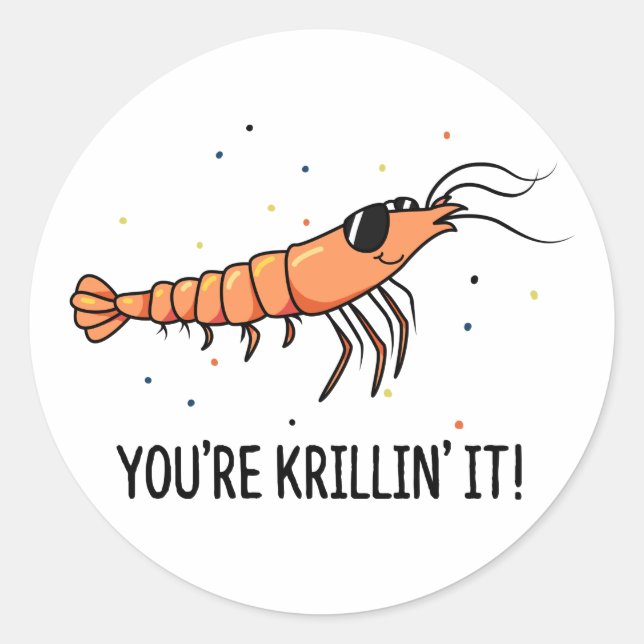 Pegatina Redonda Estás Krillin Hace Reír Pun de Krill (Anverso)