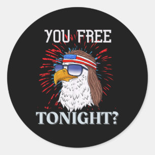 Pegatina Redonda ¿Estás Libre Esta Noche Del 4 De Julio American Ba