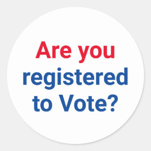 Pegatina Redonda ¿Estás registrado para votar? azul blanco rojo sim