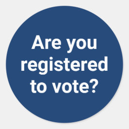 Pegatina Redonda ¿Estás registrado para votar? azul marino blanco p