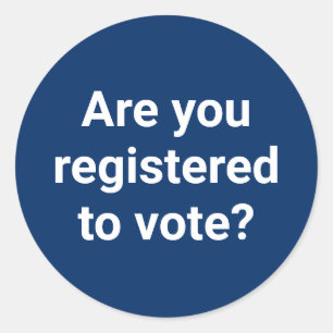 Pegatina Redonda ¿Estás registrado para votar? azul marino blanco p