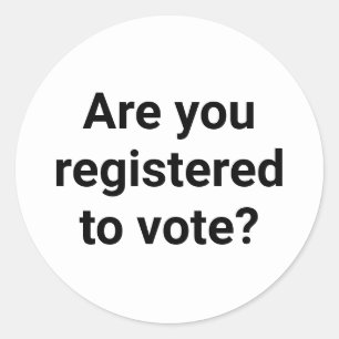 Pegatina Redonda ¿Estás registrado para votar? personalizado blanco