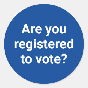 Pegatina Redonda ¿Estás registrado para votar? personalizado blanco