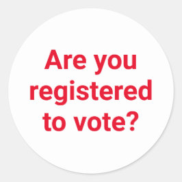 Pegatina Redonda ¿Estás registrado para votar? personalizado rojo y