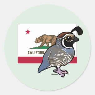 Pegatina Redonda Estatales Birdorables: California Quail