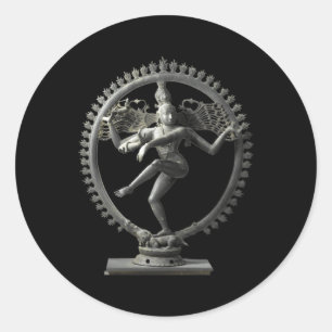 Pegatina Redonda Estatua bailarina Hindu Shiva Nataraja bailando Na