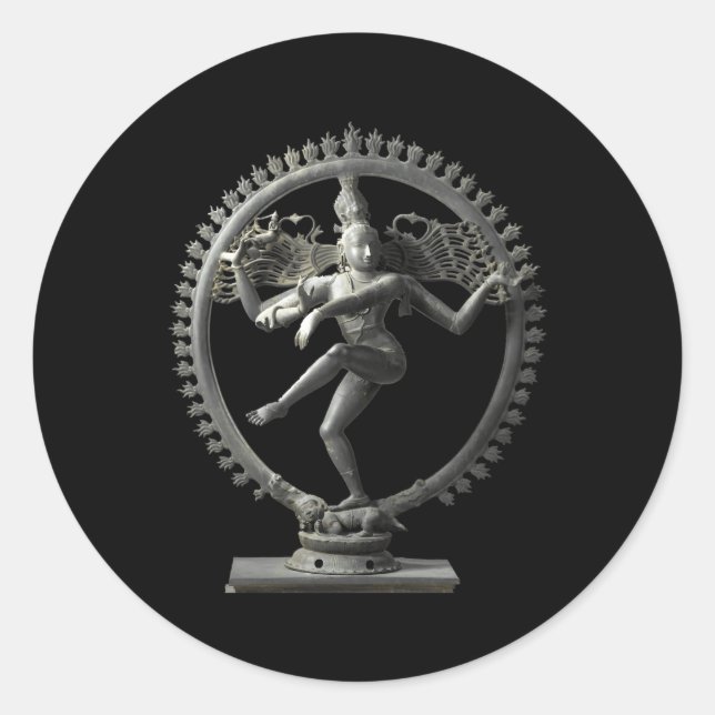 Pegatina Redonda Estatua bailarina Hindu Shiva Nataraja bailando Na (Anverso)