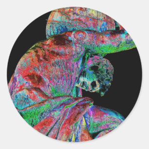 Pegatina Redonda Estatua de Bismarck, Berlín, Atlas del Dios griego