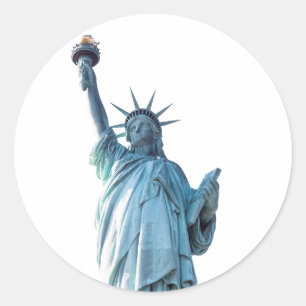 Pegatina Redonda Estatua de la Libertad Ciudad de Nueva York