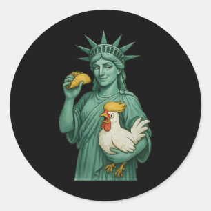 Pegatina Redonda Estatua de la Libertad Graciosa Patriótica Vamos T