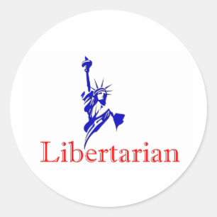 Pegatina Redonda Estatua de la Libertad — Icono retro Libertario