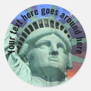 Pegatina Redonda Estatua de la Libertad personalizable, Nueva York 