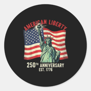 Pegatina Redonda Estatua del 250 aniversario de la libertad america