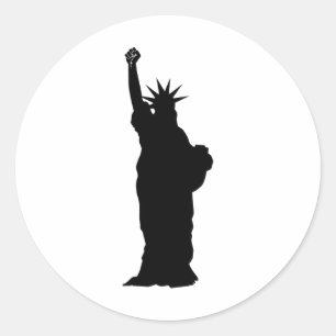 Pegatina Redonda Estatua Del Puño De Libertad Resistiendo El Racism