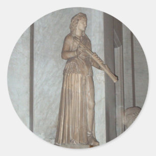 Pegatina Redonda Estatua en el Museo Vaticano en Roma, Italia