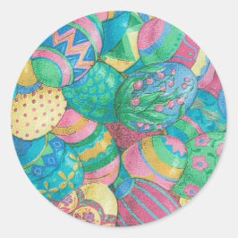 Pegatina Redonda Estavaganza de huevos