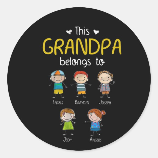 Pegatina Redonda Este Abuelo Pertenece A La Familia Personalizada (Anverso)