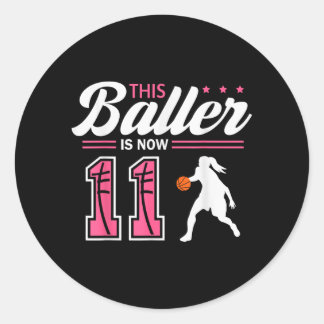 Pegatina Redonda Este Baloncestista Cumple 11 Años Basball Cumpleañ