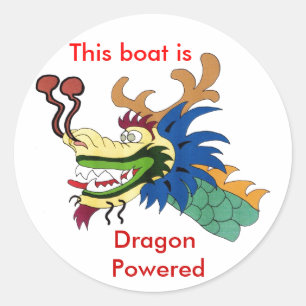 Pegatina Redonda Este barco es, Dragon Powered
