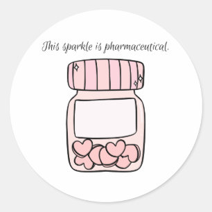 Pegatina Redonda Este brillo es farmacéutico Pastillas rosadas lind