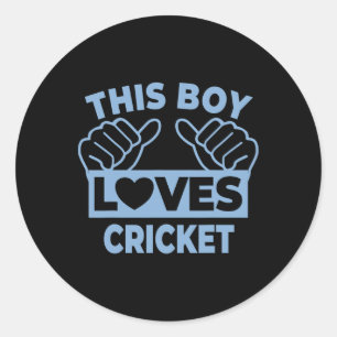 Pegatina Redonda Este Chico Ama El Cricket - Jugador De Cricket