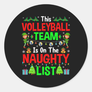 Pegatina Redonda Este Equipo De Voleibol En La Triste Christma