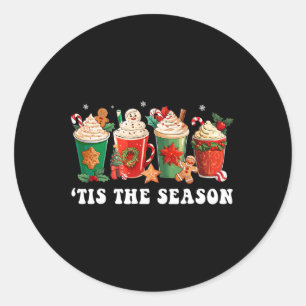 Pegatina Redonda Este es el café de los Navidades de temporada Ging