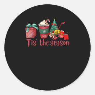 Pegatina Redonda Este Es El Café Santa De Los Navidades De Hockey D