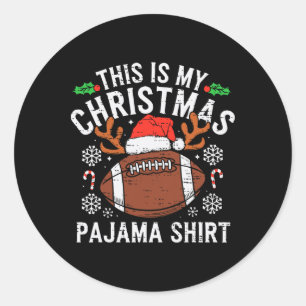 Pegatina Redonda Este Es El Deporte De Camisas Pajama De Mis Navida