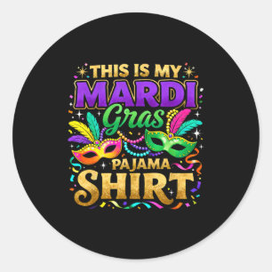 Pegatina Redonda Este es el diseño de mi fiesta de pijamas de Mardi