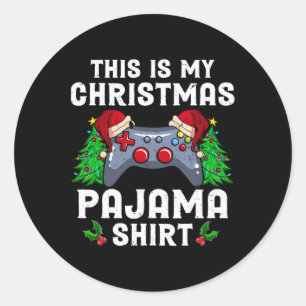 Pegatina Redonda Este es el video de Pajama Santa Hat Gamer de mis