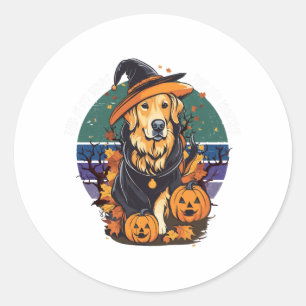 Pegatina Redonda Este es mi asustado disfraz de papá de perro Hallo