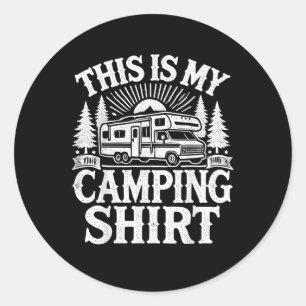Pegatina Redonda Este Es Mi Camping Divertido Campista