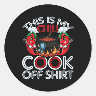 Pegatina Redonda Este es mi cocinero de chile de la camiseta de com