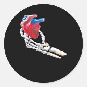 Pegatina Redonda Este Es Mi Corazón - Manos Skeleton Heart