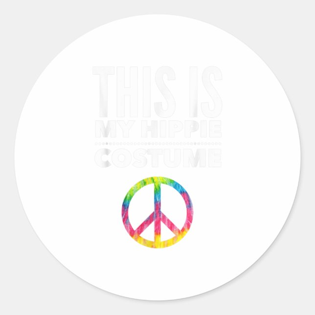 Pegatina Redonda Este es mi disfraz hippie Fácil Halloween (Anverso)