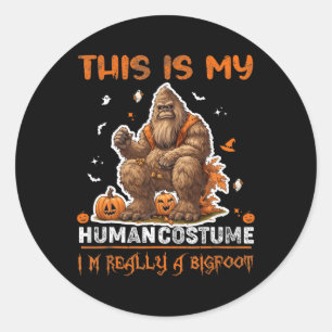 Pegatina Redonda Este es mi disfraz humano Funny Halloween Costume 