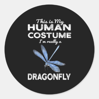 Pegatina Redonda Este Es Mi Disfraz Humano Kawaii Animal Dragonfly
