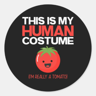 Pegatina Redonda Este Es Mi Disfraz Humano. Soy Realmente Un Tomate