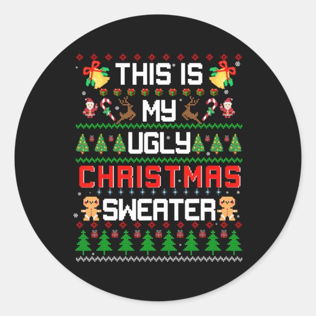 Pegatina Redonda Este Es Mi Feo Navidad. (Anverso)