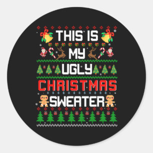 Pegatina Redonda Este Es Mi Feo Navidad.