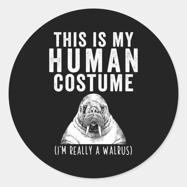 Pegatina Redonda Este Es Mi Hu, Realmente Soy Una Walrus. (Anverso)