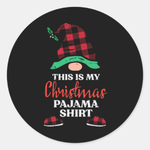Pegatina Redonda Este Es Mi Navidad Gnome Xmas Hombres Mujeres Ki