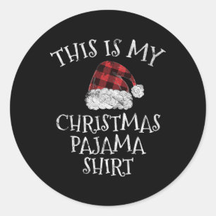 Pegatina Redonda Este Es Mi Navidad Navidades De Pajama Y El Gorra