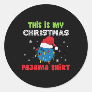 Pegatina Redonda Este Es Mi Navidad Pajama Bowling Fun Navidades